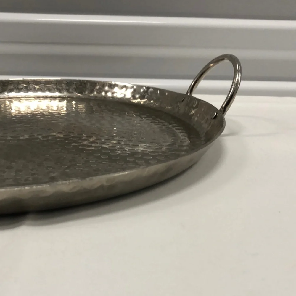 Round Hammered Metal Serving Tray